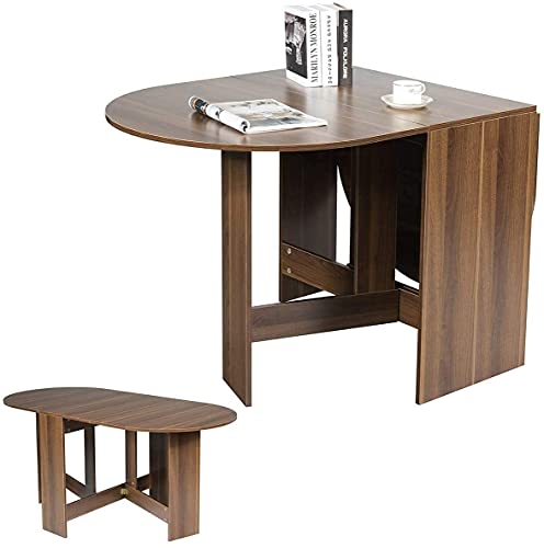 RELAX4LIFE Klapptisch Esstisch, Küchentisch Klappbar, Esszimmertisch 60 kg belastbar, Faltbarer Konsolentisch aus Holz, Kaffeetisch für 6 Personnen, Beistelltisch für Esszimmer & Küche & Büro, braun von RELAX4LIFE