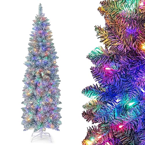 RELAX4LIFE Künstlicher Weihnachtsbaum 180 cm mit Beleuchtung 250 Mehrfarbigen Lichtern Tannenbaum mit 475 Zweigspitzen Faltbarem Metallständer von RELAX4LIFE