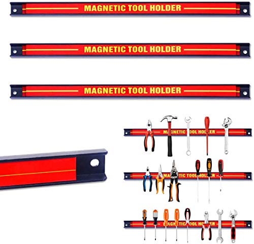 RELAX4LIFE Magnetleiste aus Stahl, Magnetischer Werkzeughalter, Werkzeugleiste Wand, Werkzeughalterung Magnet, Magnethalterung Werkstatt, Hohe Tragkraft, Inkl. Montagematerial, 46 cm lang (3 Stück) von RELAX4LIFE