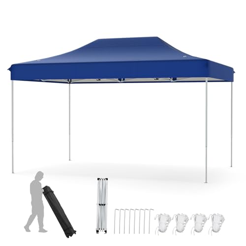 RELAX4LIFE Pavillon, Faltpavillon 3x4,5m Wasserdicht Stabil Winterfest, Pop-Up Gartenpavillon Höhenverstellbar, Partyzelt Festzelt Sonnenschutz, Gartenzelt Faltbar mit Rolltragetasche (Marineblau) von RELAX4LIFE
