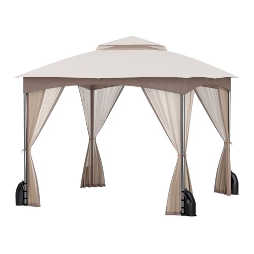 RELAX4LIFE Pavillon 3x3 m Wasserabweisend Stabil Winterfest, Gartenpavillon mit 4 Moskitonetz Seitenteilen & Doppeldach, Partyzelt mit 8 Bodenpfählen & 4 Sandsäcken, für Garten, Terrasse (Sandfarben) RELAX4LIFE Pavillon 3x3 m Wasserabweisend Stabil Winterfest, Gartenpavillon mit 4 Moskitonetz Seitenteilen & Doppeldach, Partyzelt mit 8 Bodenpfählen & 4 Sandsäcken, für Garten, Terrasse (Sandfarben) von RELAX4LIFE