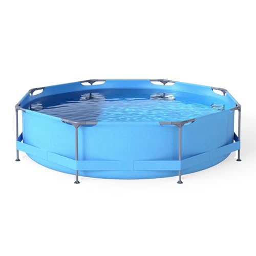RELAX4LIFE Pool-Set mit Filterpumpe, Aufstellpool rund, Ø 300 x 76 cm, Swimming Pool Metallrahmen, Planschbecken groß, Schwimmbecken Komplettset geeignet für Kinder & Erwachsene im Garten von RELAX4LIFE
