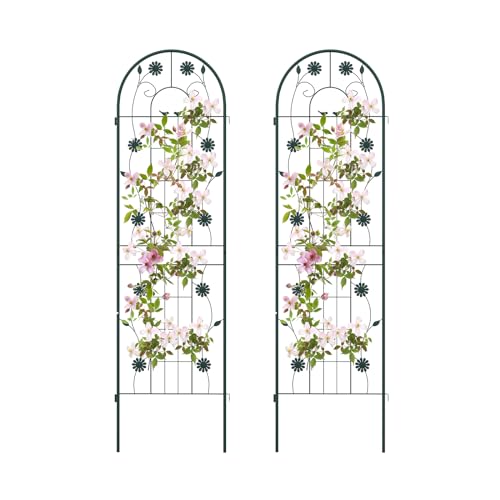 RELAX4LIFE Rankgitter 2er Set, Rankzaun Metall, Garten Spalier zum Stecken, Gartendeko Rosengitter Gartenzaun, Rankhilfe für Rosen Blumen Kletterpflanzen (180 x 50 cm,Grün) von RELAX4LIFE