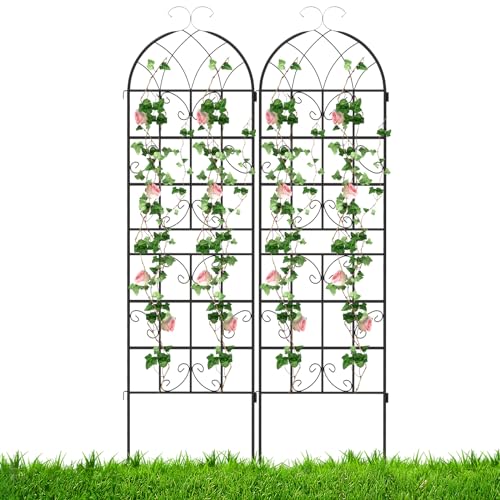 RELAX4LIFE Rankgitter 2er Set, Rankzaun Metall, Garten Spalier zum Stecken, Gartendeko Rosengitter Gartenzaun, Rankhilfe für Rosen Blumen Kletterpflanzen (180 x 50 cm,Schwarz) von RELAX4LIFE