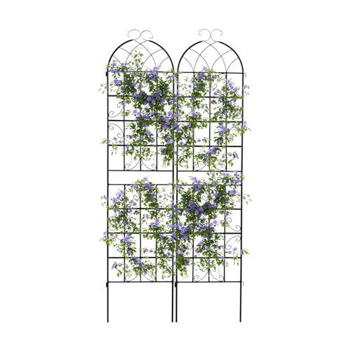 RELAX4LIFE Rankgitter 2er Set, Rankzaun Metall, Garten Spalier zum Stecken, Gartendeko Rosengitter Gartenzaun, Rankhilfe für Rosen Blumen Kletterpflanzen (220 x 50 cm,Schwarz) von RELAX4LIFE