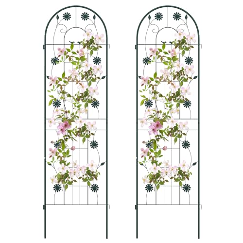 RELAX4LIFE Rankgitter 2er Set, Rankzaun Metall, Garten Spalier zum Stecken, Gartendeko Rosengitter Gartenzaun, Rankhilfe für Rosen Blumen Kletterpflanzen (Grün, 220 x 50 cm) von RELAX4LIFE