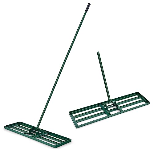 RELAX4LIFE Rasen-Nivellierrechen, Levelingrake Flächenebner mit 170 cm Ergonomischem Griff, Rasenrechen Metall, Rasenwerkzeug für Garten Golfplatz Hinterhof (106 x 25 cm) von RELAX4LIFE