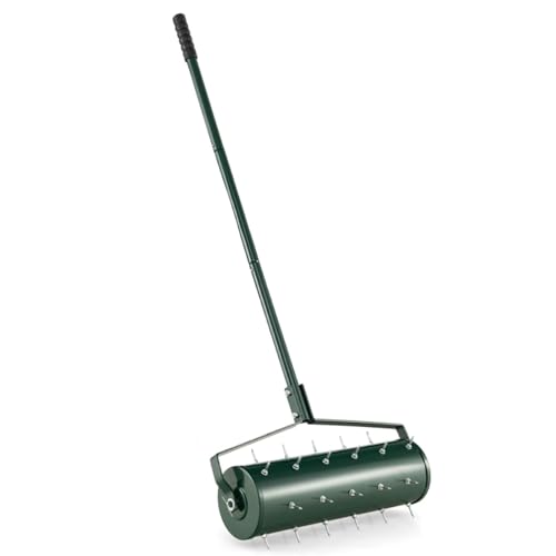 RELAX4LIFE Rasenbelüfter, Rasenlüfter aus Metall, Rasenrolle mit 44cm/53cm Breite, Handvertikutierer mit Nägeln & Gummigriff für verdichtete Böden Rasenpflege (Grün, 53 x 130 cm) von RELAX4LIFE