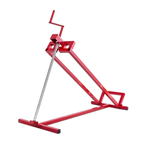 RELAX4LIFE Rasentraktorheber, Hebervorrichtung für Aufsitzmäher, Rasenmäherheber bis 400 kg Stufenlos Verstellbar, Reinigungshilfe für Rasentraktor bis 50° Neigung, Rot von RELAX4LIFE