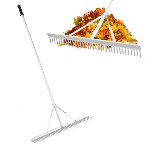 RELAX4LIFE Rechen, Gartenrechen mit 36 Zinken & 91 cm breitem Rechenkopf & 174 cm Stiel, Rasenrechen aus Aluminium, Laubrechen für Landschaftspflege Gartenpflege von RELAX4LIFE