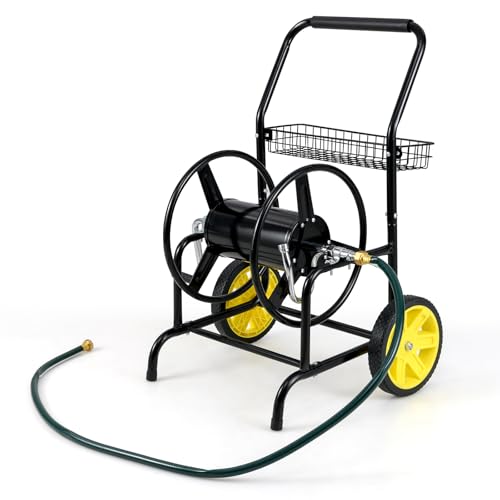 RELAX4LIFE Schlauchwagen Metall, fahrbare Schlauchtrommel mit robusten Rädern, Gartenschlauchwagen mit Korb & Kurbel, für 70/90 m lange Schläuche, Schlauchabroller für Garten, Rasen, Balkon (Schwarz) RELAX4LIFE Schlauchwagen Metall, fahrbare Schlauchtrommel mit robusten Rädern, Gartenschlauchwagen mit Korb & Kurbel, für 70/90 m lange Schläuche, Schlauchabroller für Garten, Rasen, Balkon (Schwarz) von RELAX4LIFE