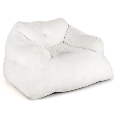 RELAX4LIFE Sitzsack Erwachsene, Sitzsäcke Sessel mit weichem Samtbezug, Schwammfüllung & Rutschfester Basis, Loungesessel Faulsofa Bodensofa für Wohnzimmer, Schlafzimmer, Lesezimmer, Beige von RELAX4LIFE