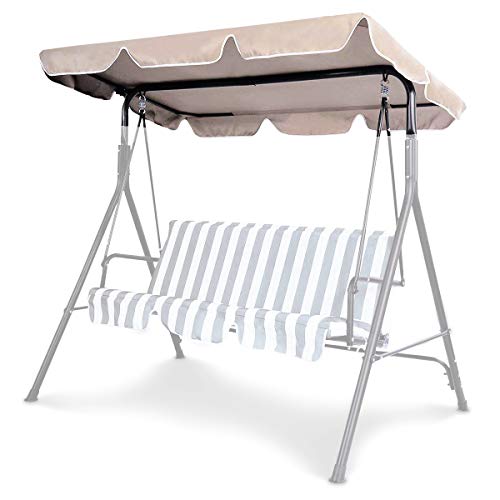 RELAX4LIFE Sonnendach UV-Schutz, Ersatzdach Wasserabweisend, Dachbezug für Hollywoodschaukel, Dachplane Farbwahl, Schaukeldach 160g Polyester, Gartenschaukel Kein Ausbleichen (168 x 114 cm, Beige) von RELAX4LIFE