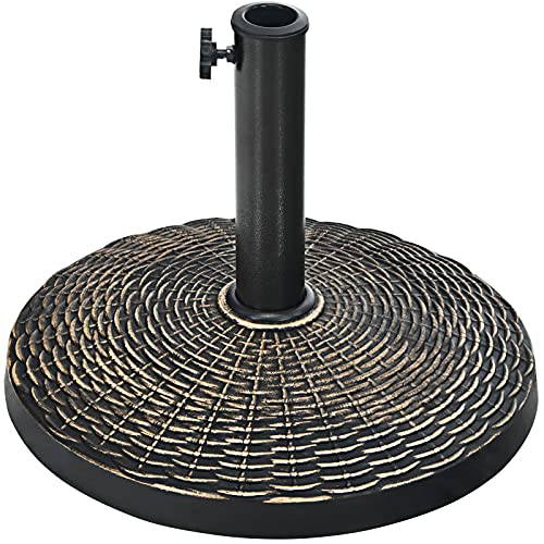 RELAX4LIFE Sonnenschirmständer, Schirmständer für Schirmstöcke von 38/48 mm, Sonnenschirmfuß Rund Rattanoptik, 10kg, Bronze, für Balkon & Terrasse von RELAX4LIFE