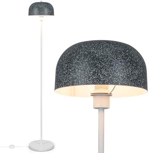 RELAX4LIFE Stehlampe, Standleuchte mit Metall Lampenschirm, Stehleuchte mit E27 Fassung & Fußschalter, Standlampe für Wohnzimmer Arbeitszimmer Schlafzimmer, Weiß + Grau von RELAX4LIFE