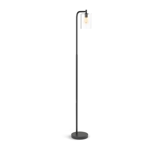 RELAX4LIFE Stehlampe 168cm, Stehleuchte mit Glasschirm & Metallrahmen, Standleuchte mit E27 Fassung & Fußschalter, Standlampe für Wohnzimmer Arbeitszimmer Schlafzimmer, Schwarz von RELAX4LIFE