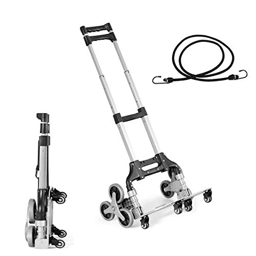 RELAX4LIFE Treppensteigwagen, höhenverstellbare Sackkarre mit 10 Rädern, faltbare Transportkarre mit ausziehbaren Griffen & Expanderseil, Treppensteiger bis zu 80 kg belastbar, Handkarre aus Aluminium RELAX4LIFE Treppensteigwagen, höhenverstellbare Sackkarre mit 10 Rädern, faltbare Transportkarre mit ausziehbaren Griffen & Expanderseil, Treppensteiger bis zu 80 kg belastbar, Handkarre aus Aluminium von RELAX4LIFE