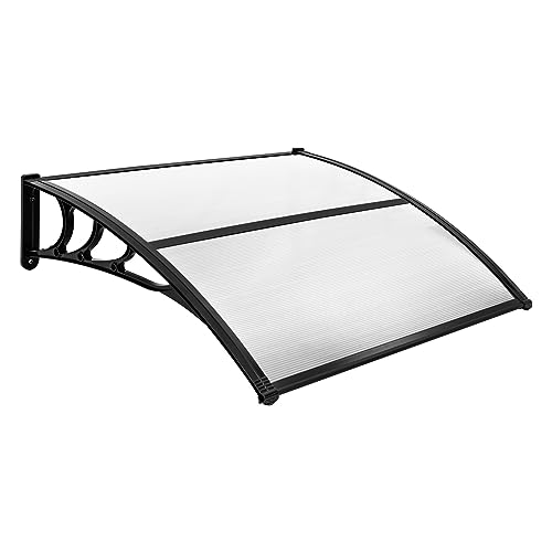 RELAX4LIFE Vordach für Haustür 102 x 98,5 cm, Überdachung aus Polycarbonat & Aluminium, Türvordach für Sonnenschutz Regenschutz Windschutz, Pultvordach für Tür Eingang Hauseingang, Grau von RELAX4LIFE