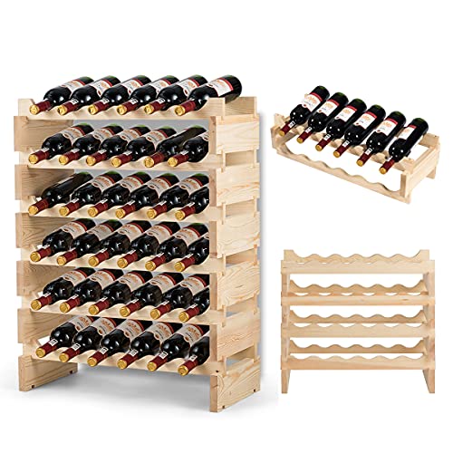 RELAX4LIFE Weinregal aus Holz, Weinschrank für 36 Weinflaschen, stapelbar & Stehend, Weinständer für Esszimmer & Restaurant & Kneipe & Bar, ideales Weinfalschenregal für Weinliebhaber & Sammler von RELAX4LIFE