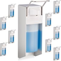 10 x Eurospender 500 ml, intelligente Handhygiene, Seifenspender, Desinfektionsmittelspender, Bügel-Mechanik, weiß von RELAXDAYS