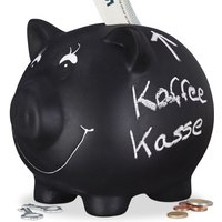 10x Sparschwein, zum Beschriften, Keramik, Kreide, Hochzeit, Geburtstag, Taufe, Spardose, HxBxT 14 x 17 x 13 cm, schwarz 10x Sparschwein, zum Beschriften, Keramik, Kreide, Hochzeit, Geburtstag, Taufe, Spardose, HxBxT 14 x 17 x 13 cm, schwarz von RELAXDAYS