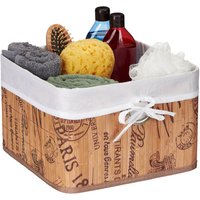 2 x Aufbewahrungskorb, Bambus und Polyester, h x b x t: 20 x 31 x 31 cm, Körbchen mit Griffloch, Regalkorb, natur/weiß 2 x Aufbewahrungskorb, Bambus und Polyester, h x b x t: 20 x 31 x 31 cm, Körbchen mit Griffloch, Regalkorb, natur/weiß von RELAXDAYS