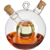 2 x Essig- und Ölspender, 2 in 1, Ölflasche mit Korken, 375 ml und 50 ml, Essig und Öl in einem, aus Glas, transparent von RELAXDAYS