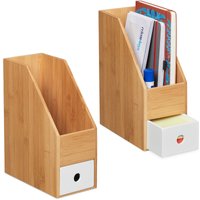 2 x Stehsammler, für A4 Papier, Büro Organizer Bambus, mdf, Zeitschriftensammler, HxBxT: 30 x 12 x 23 cm, natur-weiß 2 x Stehsammler, für A4 Papier, Büro Organizer Bambus, mdf, Zeitschriftensammler, HxBxT: 30 x 12 x 23 cm, natur-weiß von RELAXDAYS