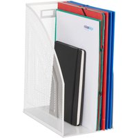 2 x Stehsammler Metall, DIN A4, stabiler Stehordner, Mesh Design, für Büro & Home Office, HBT: 32x16x24,5 cm, weiß von RELAXDAYS