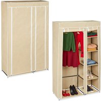 2 x Stoffschrank, mit Kleiderstange & 5 Fächern, HBT: 174 x 107 x 42,5 cm, stabiler Faltschrank mit Bezug, beige von RELAXDAYS