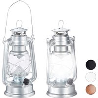 2 x Sturmlaterne LED, retro Sturmlampe als Fensterdeko oder elektrische Gartenlaterne, batteriebetrieben, silber 2 x Sturmlaterne LED, retro Sturmlampe als Fensterdeko oder elektrische Gartenlaterne, batteriebetrieben, silber von RELAXDAYS