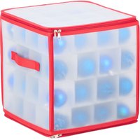 2 x Weihnachtskugel Aufbewahrungsbox, je 64 Fächer, H x B x T: 31 x 30 x 30 cm, Christbaumkugel Box, transparent/rot von RELAXDAYS