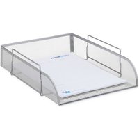 2 x stapelbare Dokumentenablage, Büro Briefablage aus Metall für DIN A4, Schreibtischablage BxT 26x33,5 cm, silber von RELAXDAYS