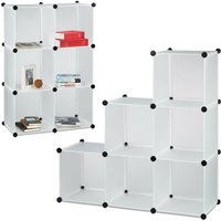 2x Regalsystem, 6 Fächer, Stufenregal, Standregal, Raumteiler, Bücherregal, Treppenregal, HxBxT: 110 x 110 x 35 cm, weiß von RELAXDAYS