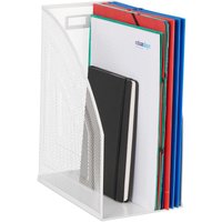 3 x Stehsammler Metall, DIN A4, stabiler Stehordner, Mesh Design, für Büro & Home Office, HBT: 32x16x24,5 cm, weiß von RELAXDAYS