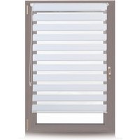 4 x Doppelrollo Klemmfix ohne bohren, Seitenzugrollo mit Streifen, Duo-Rollo für Fenster, Stoff 86x156 cm, weiß von RELAXDAYS