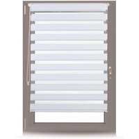 4 x Doppelrollo Klemmfix ohne bohren, Seitenzugrollo mit Streifen, Duo-Rollo für Fenster, Stoff 96x156 cm, weiß 4 x Doppelrollo Klemmfix ohne bohren, Seitenzugrollo mit Streifen, Duo-Rollo für Fenster, Stoff 96x156 cm, weiß von RELAXDAYS
