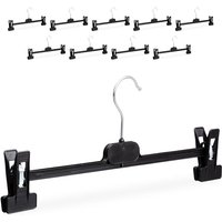 40 x Hosenbügel Kunststoff, Klemmbügel verstellbar, drehbarer Metallhaken, Rockbügel, HxBxT: 14 x 36 x 3 cm, schwarz 40 x Hosenbügel Kunststoff, Klemmbügel verstellbar, drehbarer Metallhaken, Rockbügel, HxBxT: 14 x 36 x 3 cm, schwarz von RELAXDAYS