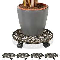 5 x Pflanzenroller Gusseisen, rund, Ø 33,5 cm, Blumentopfuntersetzer, 4 Rollen, stabil, wetterfest, Blumenroller, bronze 5 x Pflanzenroller Gusseisen, rund, Ø 33,5 cm, Blumentopfuntersetzer, 4 Rollen, stabil, wetterfest, Blumenroller, bronze von RELAXDAYS