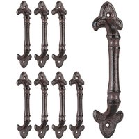 Relaxdays - 8 x Möbelgriff Vintage, Türgriffe antik für Schränke, Schubladen, Schiebetüren, Gusseisen, Schrankgriffe, 20 cm, braun von RELAXDAYS