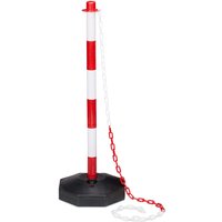 Absperrpfosten HxBxT:82x28x28cm, Kunststoff, mit Absperrkette, befüllbar, stabiler Standfuß, rot/weiß - Relaxdays von RELAXDAYS