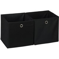 Relaxdays - Aufbewahrungsbox 2er Set, quadratisch, Aufbewahrung für Regal, Stoffbox in Würfelform 30x30x30 cm, schwarz von RELAXDAYS