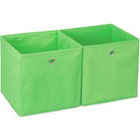 Aufbewahrungsbox Stoff 2er Set, quadratisch, Aufbewahrung für Regal, Stoffbox in Würfelform 30x30x30 cm, grün - Relaxdays von RELAXDAYS