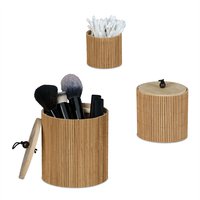 Relaxdays - Aufbewahrungsbox mit Deckel, 3er Set, rund, Bambus, versch. Größen, Pinsel & Kosmetik, Ordnungshelfer, natur Relaxdays - Aufbewahrungsbox mit Deckel, 3er Set, rund, Bambus, versch. Größen, Pinsel & Kosmetik, Ordnungshelfer, natur von RELAXDAYS