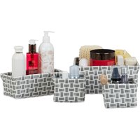 Relaxdays - Aufbewahrungskorb 4er Set, Körbchen in 3 Größen, geflochten, Korb Badezimmer, Dekokorb Kunststoff, weiß-grau Relaxdays - Aufbewahrungskorb 4er Set, Körbchen in 3 Größen, geflochten, Korb Badezimmer, Dekokorb Kunststoff, weiß-grau von RELAXDAYS