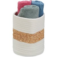 Aufbewahrungskorb Baumwolle, h x d: 20 x 18 cm, Dekokorb faltbar, Boho Korb geflochten, Badkorb, creme/natur - Relaxdays Aufbewahrungskorb Baumwolle, h x d: 20 x 18 cm, Dekokorb faltbar, Boho Korb geflochten, Badkorb, creme/natur - Relaxdays von RELAXDAYS
