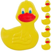 Badewannen Sticker Kinder, 5er Set, Tier-Design Ente, mit Saugnäpfen, Wanne & Dusche, Anti Rutsch Pads, gelb - Relaxdays von RELAXDAYS