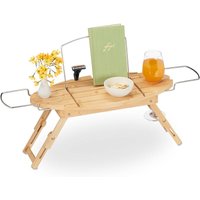 Badewannenablage Bambus & Metall, ausziehbar, 69-90 cm, Buchstütze, Weinglashalter, Badebrett mit Füßen, natur - Relaxdays Badewannenablage Bambus & Metall, ausziehbar, 69-90 cm, Buchstütze, Weinglashalter, Badebrett mit Füßen, natur - Relaxdays von RELAXDAYS