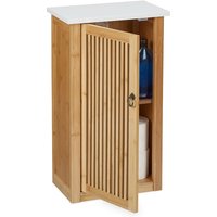 Badezimmerschrank, Hängeschrank mit Einlegeboden, HxBxT: 60x34,5x21 cm, Wandschrank, Bambus & mdf, natur/weiß - Relaxdays von RELAXDAYS