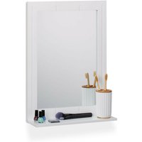 Badspiegel, Wandspiegel mit Ablage, Rahmen, rechteckiger Badezimmerspiegel, h x b x t: 55 x 40 x 12 cm, weiß - Relaxdays von RELAXDAYS